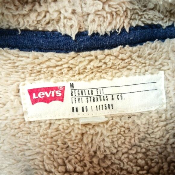 Levi's Full Zip Hoodie Medium Sherpa Lined Blue Pockets Regular Fit. Substantial - Picture 4 of 12